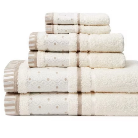 Elegant Cream Bath Towel Set/6 NWT - Picture 1 of 5